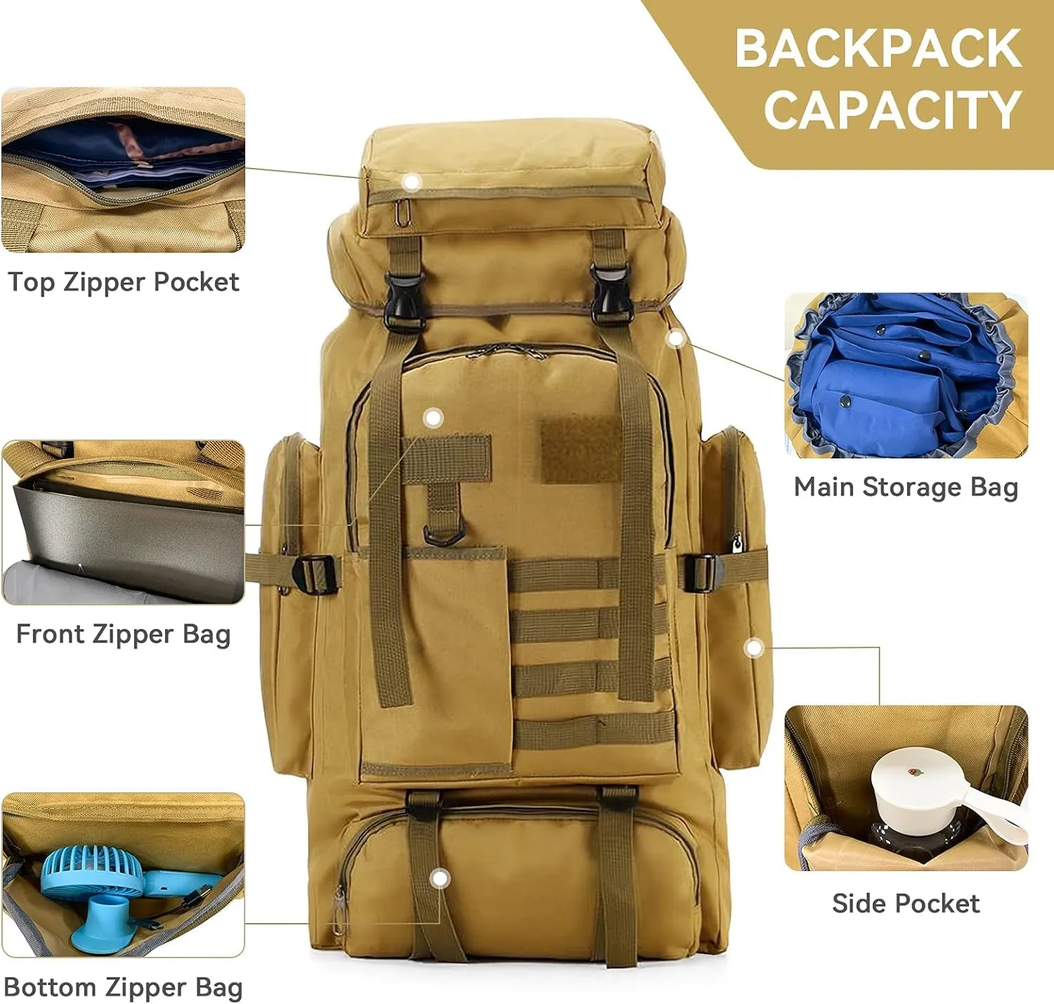 75L Hiking Backpack Camping Outdoor Trekking