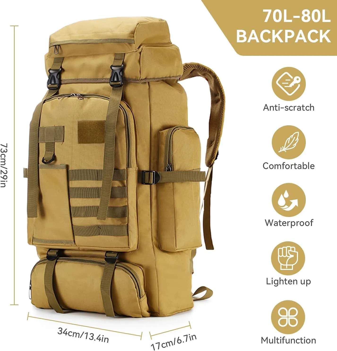 75L Hiking Backpack Camping Outdoor Trekking