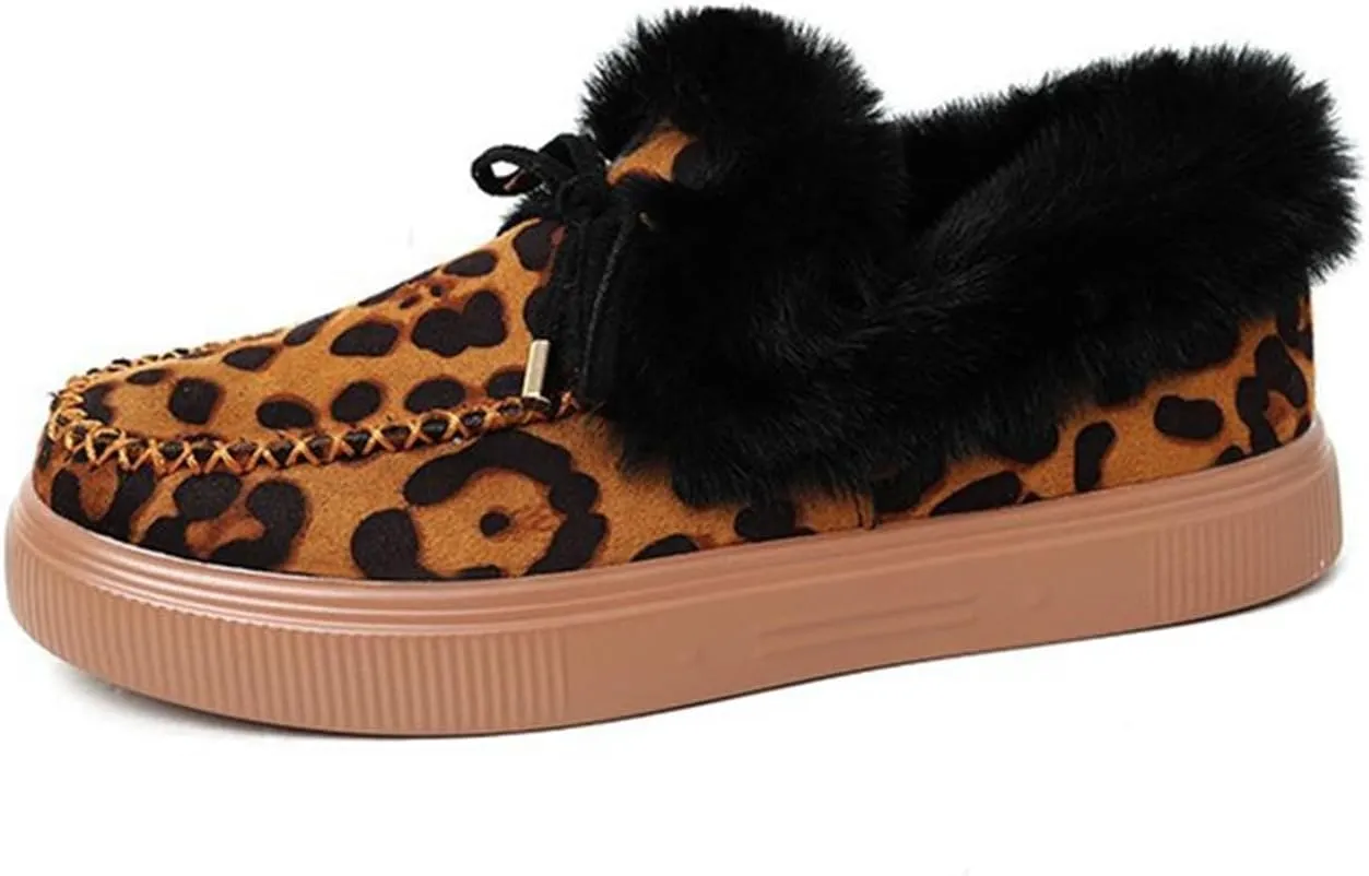 Ankle Boots For Women Comfy Snow Boots Winter Warm Slip On Outdoor Fur Lined Comfortable Fashion Casual Loafers Shoes