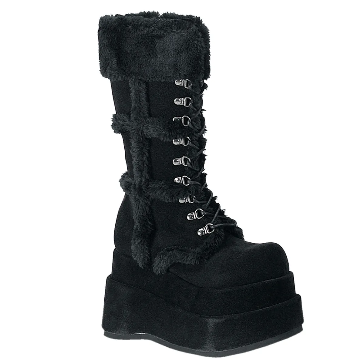 BEAR-202 DemoniaCult Black Vegan Suede Sexy Women's Mid-Calf & Knee High Boots (Alternative Footwear)