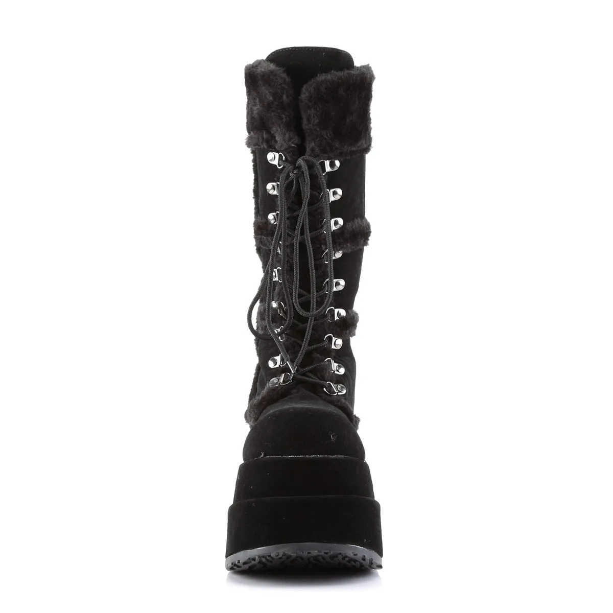 BEAR-202 DemoniaCult Black Vegan Suede Sexy Women's Mid-Calf & Knee High Boots (Alternative Footwear)