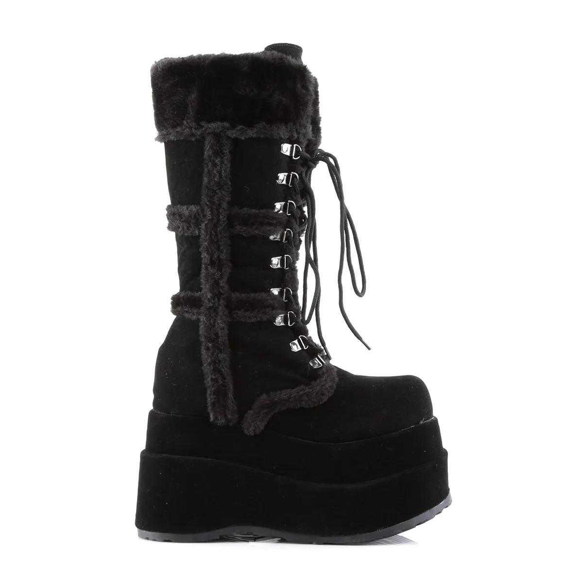BEAR-202 DemoniaCult Black Vegan Suede Sexy Women's Mid-Calf & Knee High Boots (Alternative Footwear)