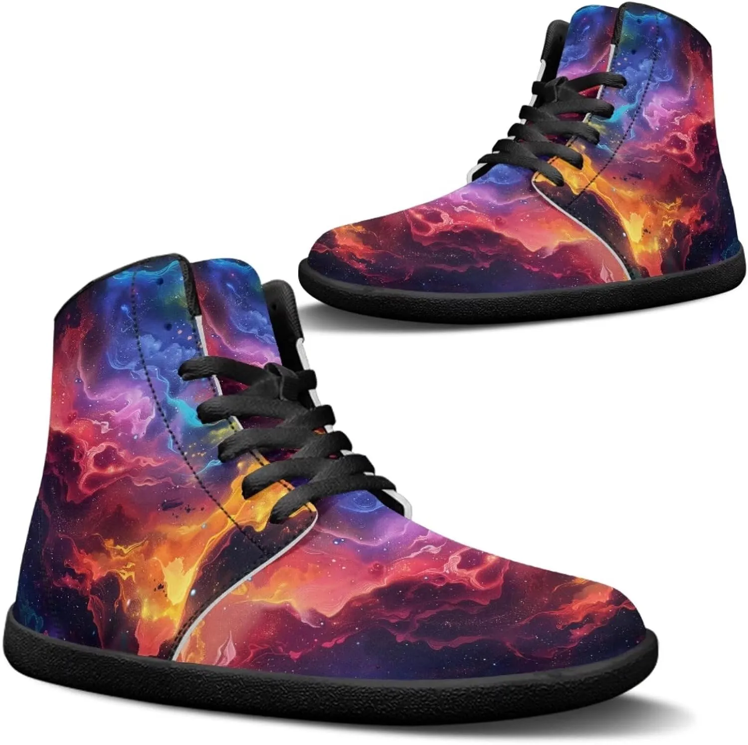 Binienty Unisex Men Women Barefoot Shoes Lace up High Top Minimalist Flat Sneakers Cross-Trainer Footwear