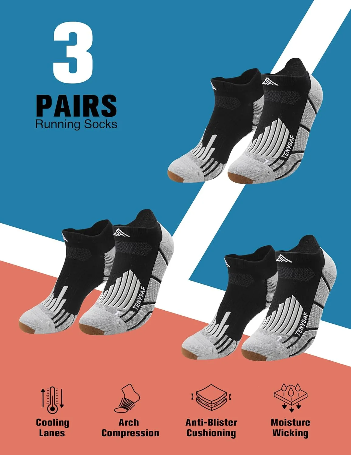 Compression Athletic Running Socks: Men Women's Low Cut Ankle Socks for Sport Enthusiasts Hiking Cycling Basketball