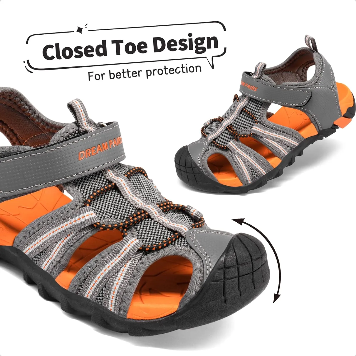 DREAM PAIRS Boys Girls Outdoor Summer Sport Athletic Sandals for Little/Big Kid