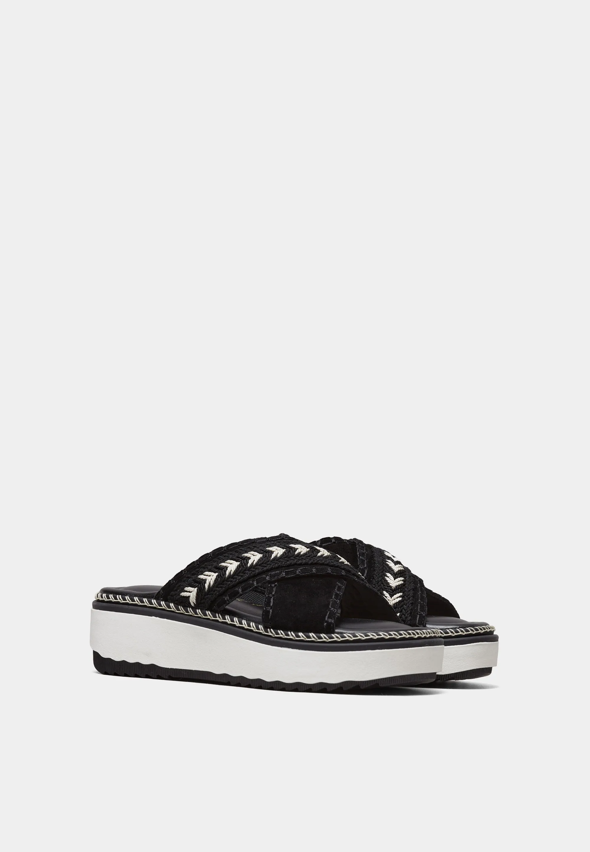 Dubai Cross Strap Wedges Black