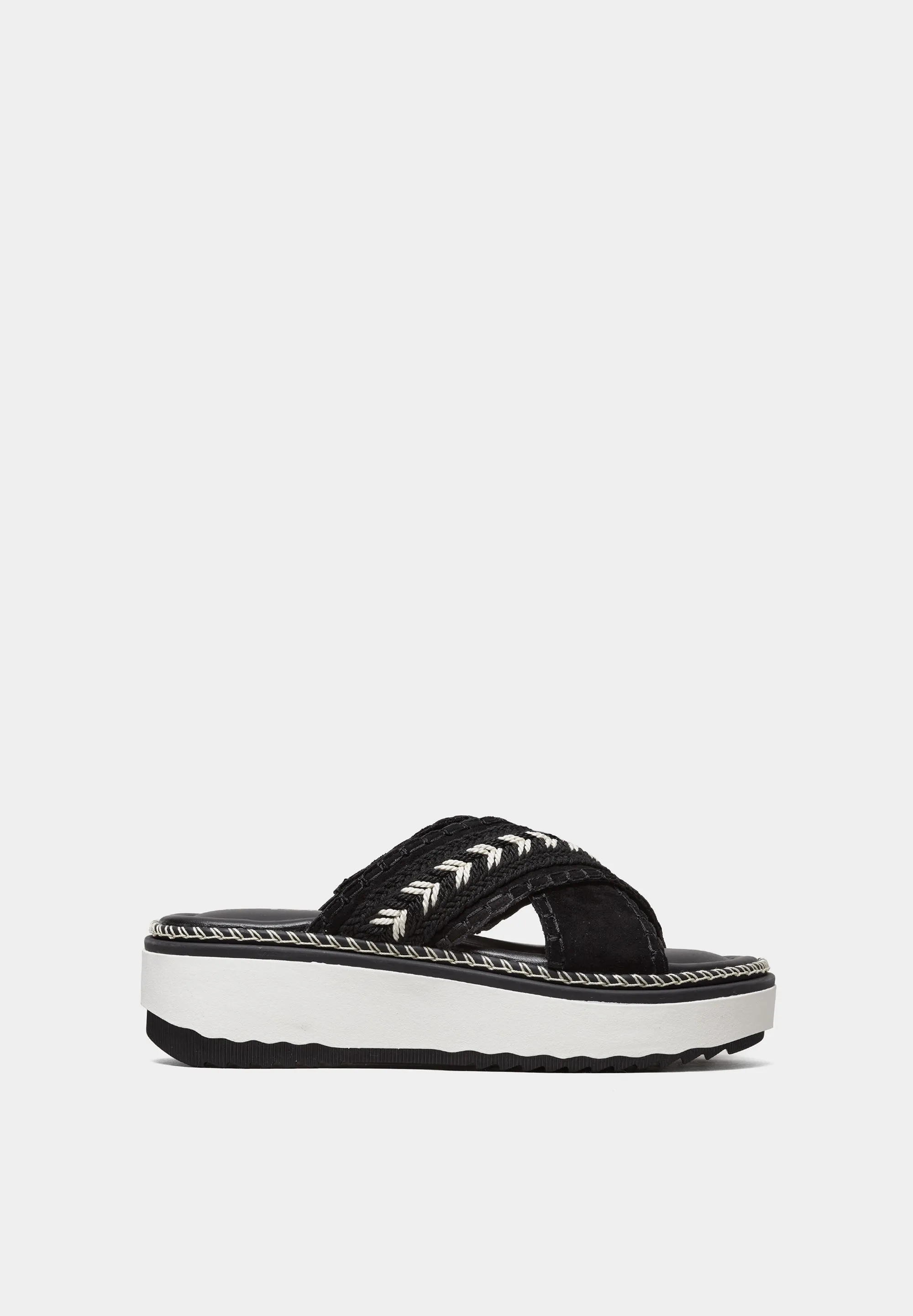 Dubai Cross Strap Wedges Black