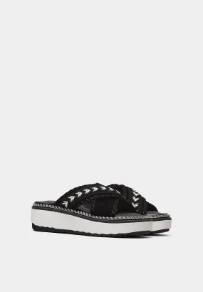 Dubai Cross Strap Wedges Black