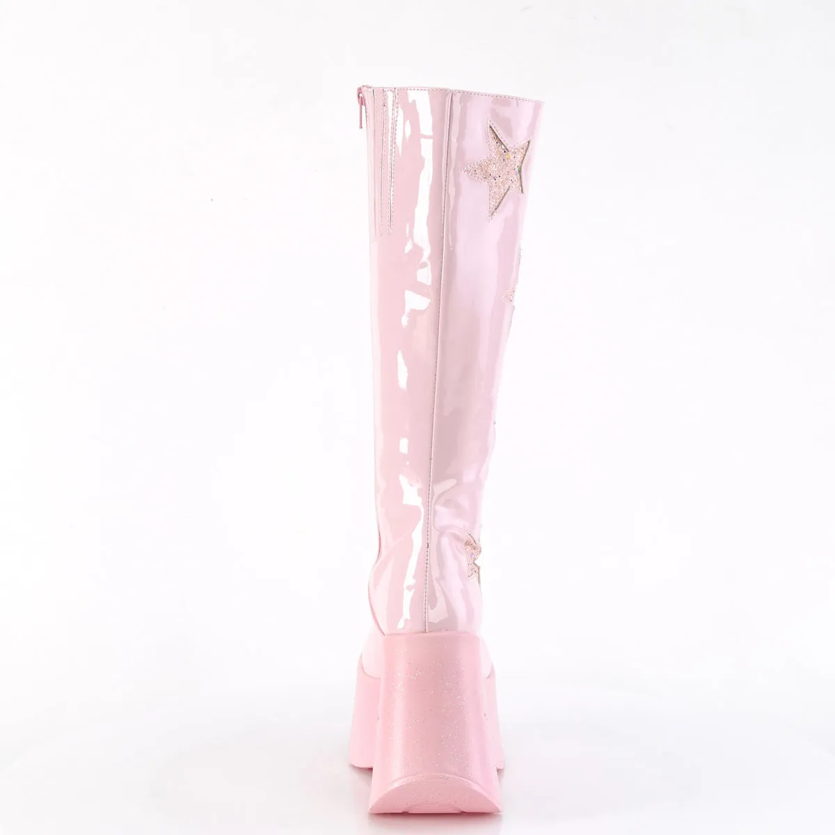 DYNAMITE-218 DemoniaCult Baby Pink Patent Sexy Women's Mid-Calf & Knee High Boots (Alternative Footwear)