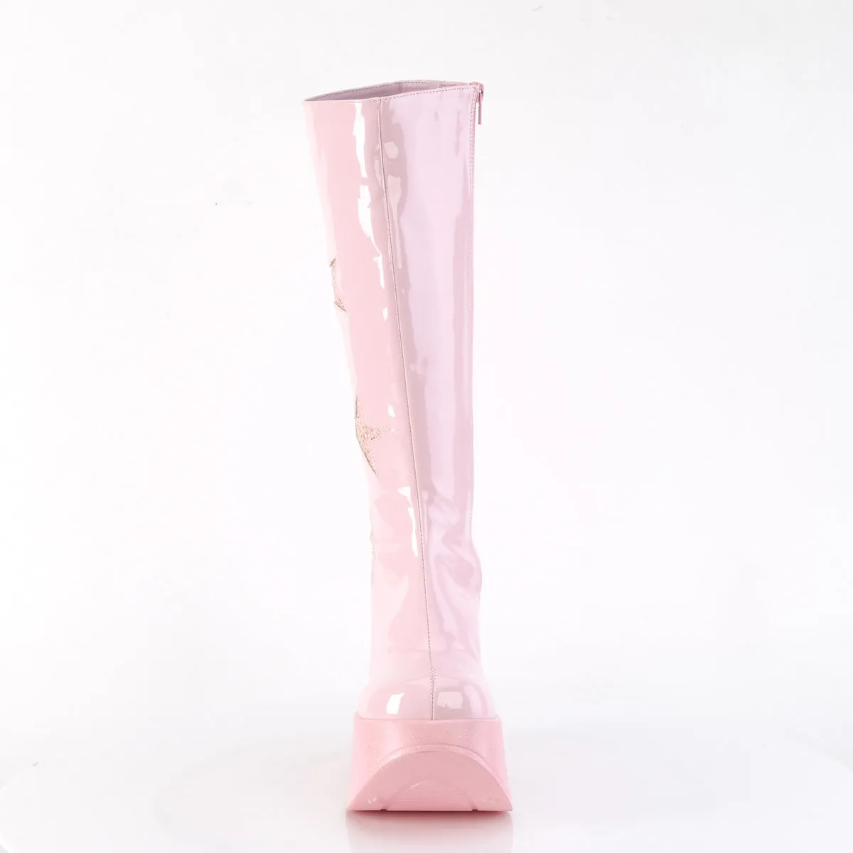 DYNAMITE-218 DemoniaCult Baby Pink Patent Sexy Women's Mid-Calf & Knee High Boots (Alternative Footwear)