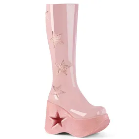 DYNAMITE-218 DemoniaCult Baby Pink Patent Sexy Women's Mid-Calf & Knee High Boots (Alternative Footwear)