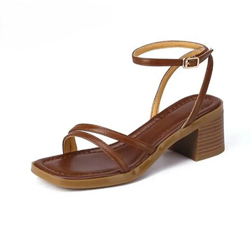 Genevieve - Chic Retro Peep-Toe Sandals for Women