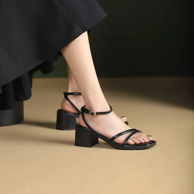 Genevieve - Chic Retro Peep-Toe Sandals for Women