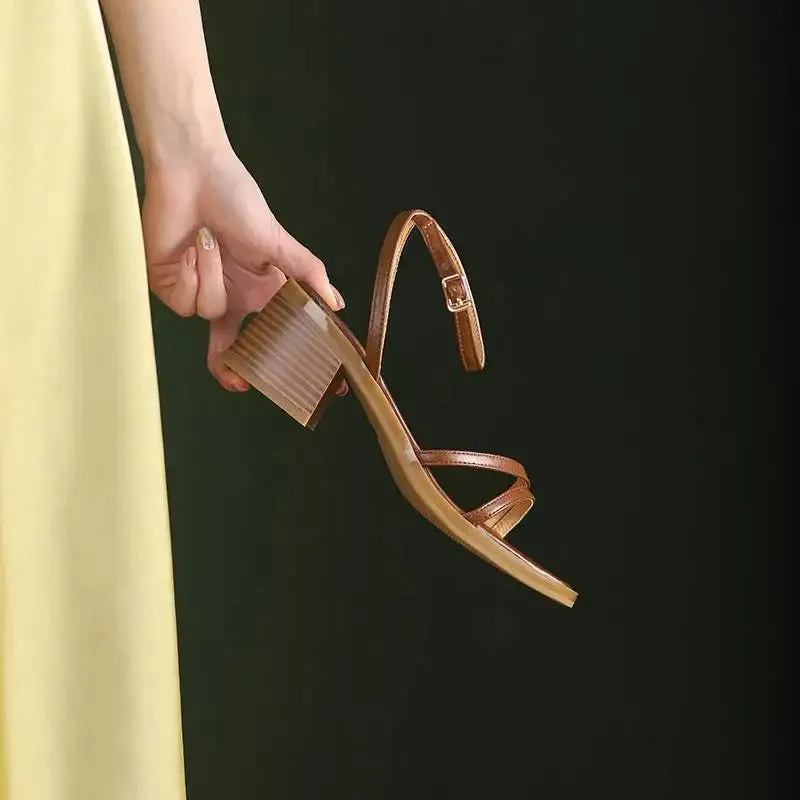 Genevieve - Chic Retro Peep-Toe Sandals for Women