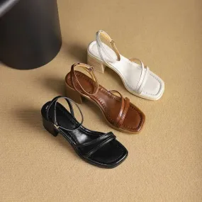 Genevieve - Chic Retro Peep-Toe Sandals for Women
