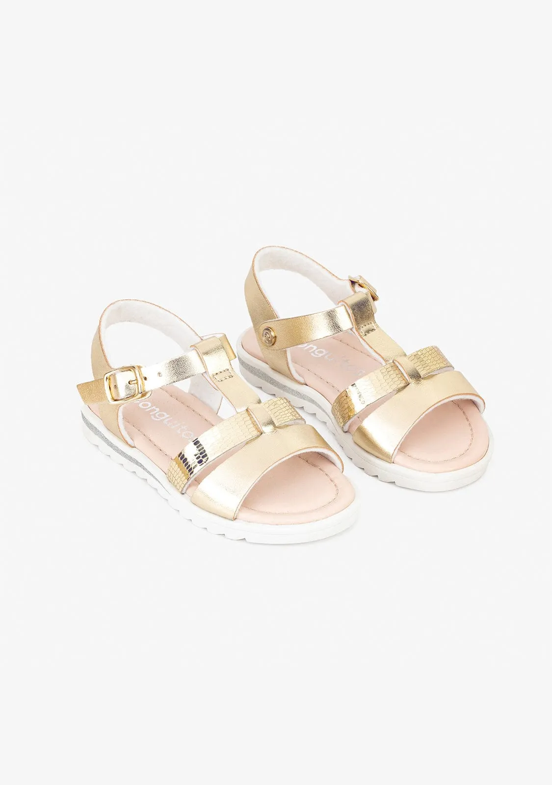 Girl's Platinum Metallic Sandals