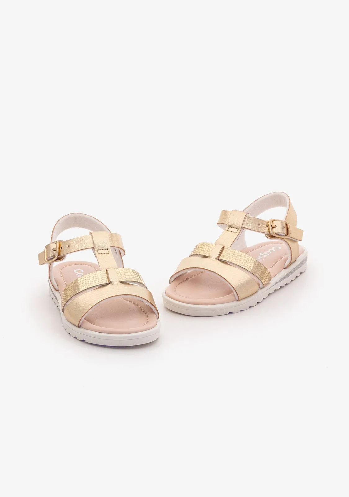 Girl's Platinum Metallic Sandals
