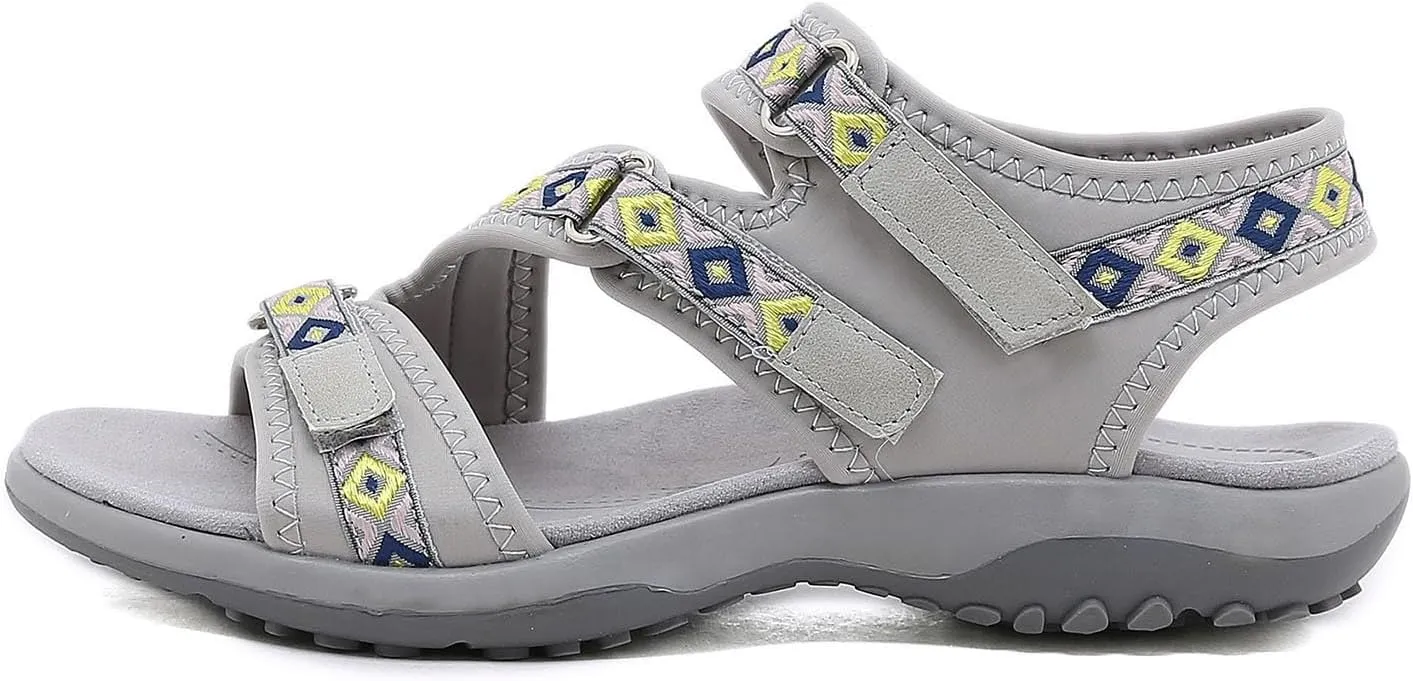 Hiking Sandals Women Waterproof Comfortable Walking Sandal with Adjustable Hook and Loop Strap Summer Beach Outdoor Water Shoes