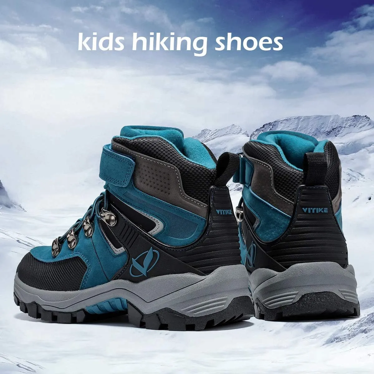JMFCHI Kids Hiking Boots Boys Girls Outdoor Walking Climbing Sneaker Comfortable Non-slip Snow Shoes Hiker Boot Antiskid Steel Buckle Sole