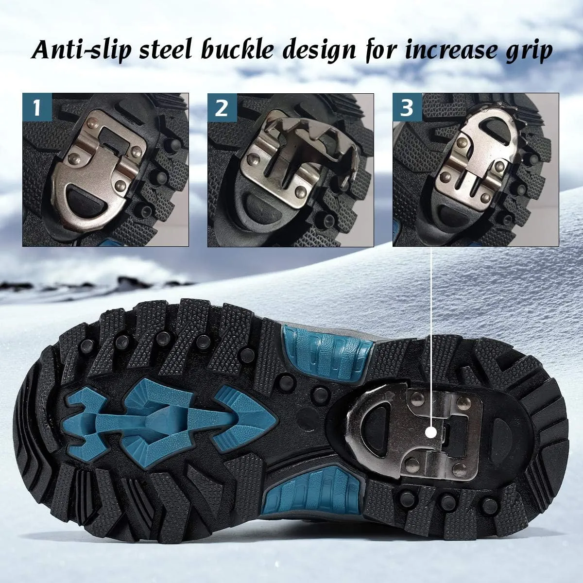 JMFCHI Kids Hiking Boots Boys Girls Outdoor Walking Climbing Sneaker Comfortable Non-slip Snow Shoes Hiker Boot Antiskid Steel Buckle Sole