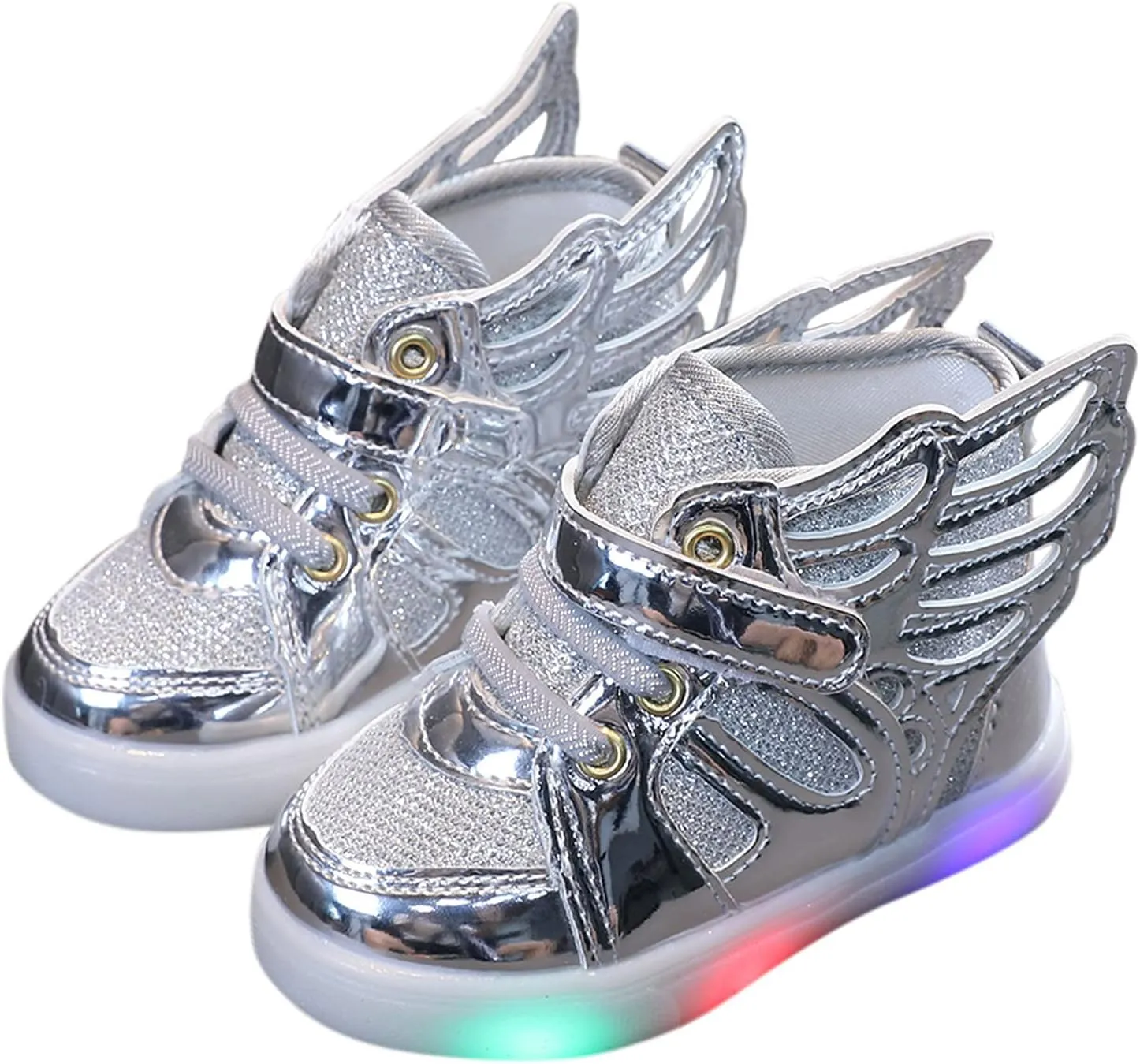 Kids Baby Light Luminous Shoes Boys Girls Glitter Sequins Sport Shoes Breathable Warm LED Light Up Infant Athletic