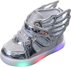 Kids Baby Light Luminous Shoes Boys Girls Glitter Sequins Sport Shoes Breathable Warm LED Light Up Infant Athletic