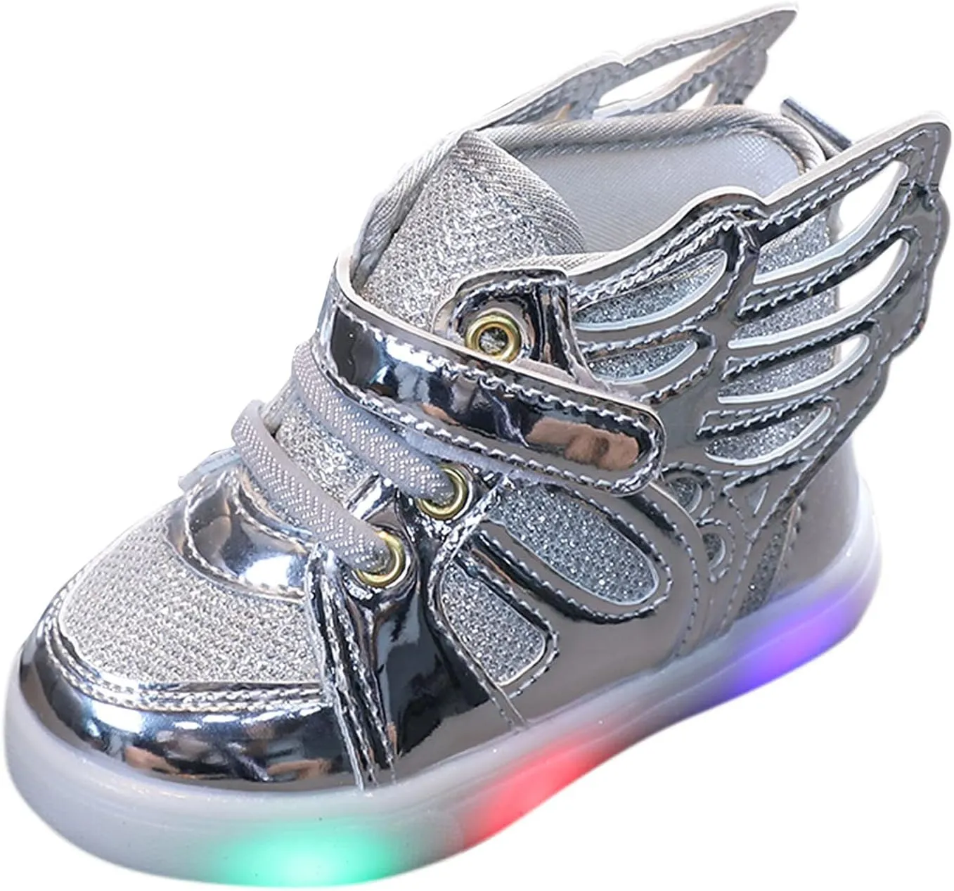 Kids Baby Light Luminous Shoes Boys Girls Glitter Sequins Sport Shoes Breathable Warm LED Light Up Infant Athletic