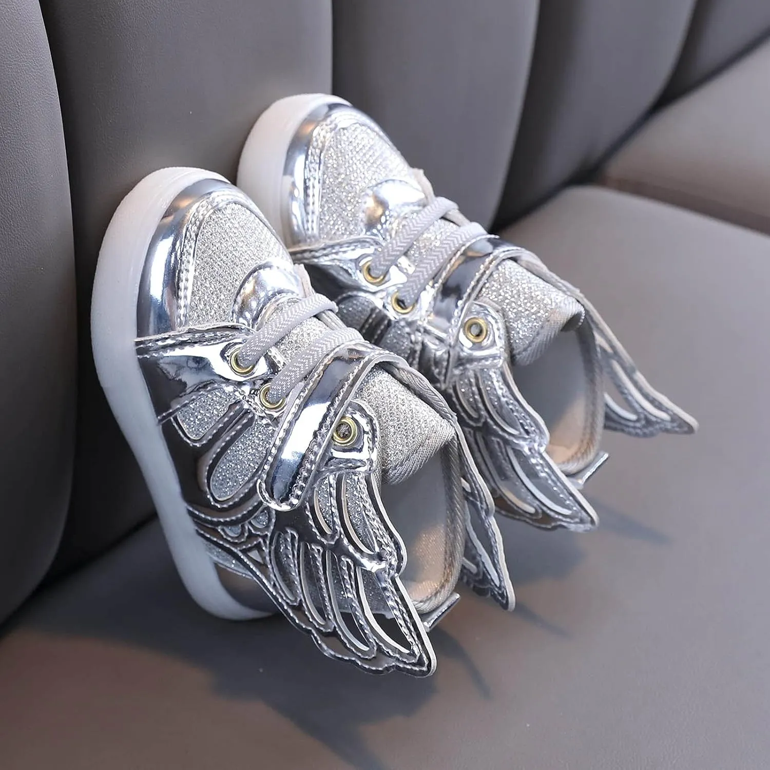 Kids Baby Light Luminous Shoes Boys Girls Glitter Sequins Sport Shoes Breathable Warm LED Light Up Infant Athletic