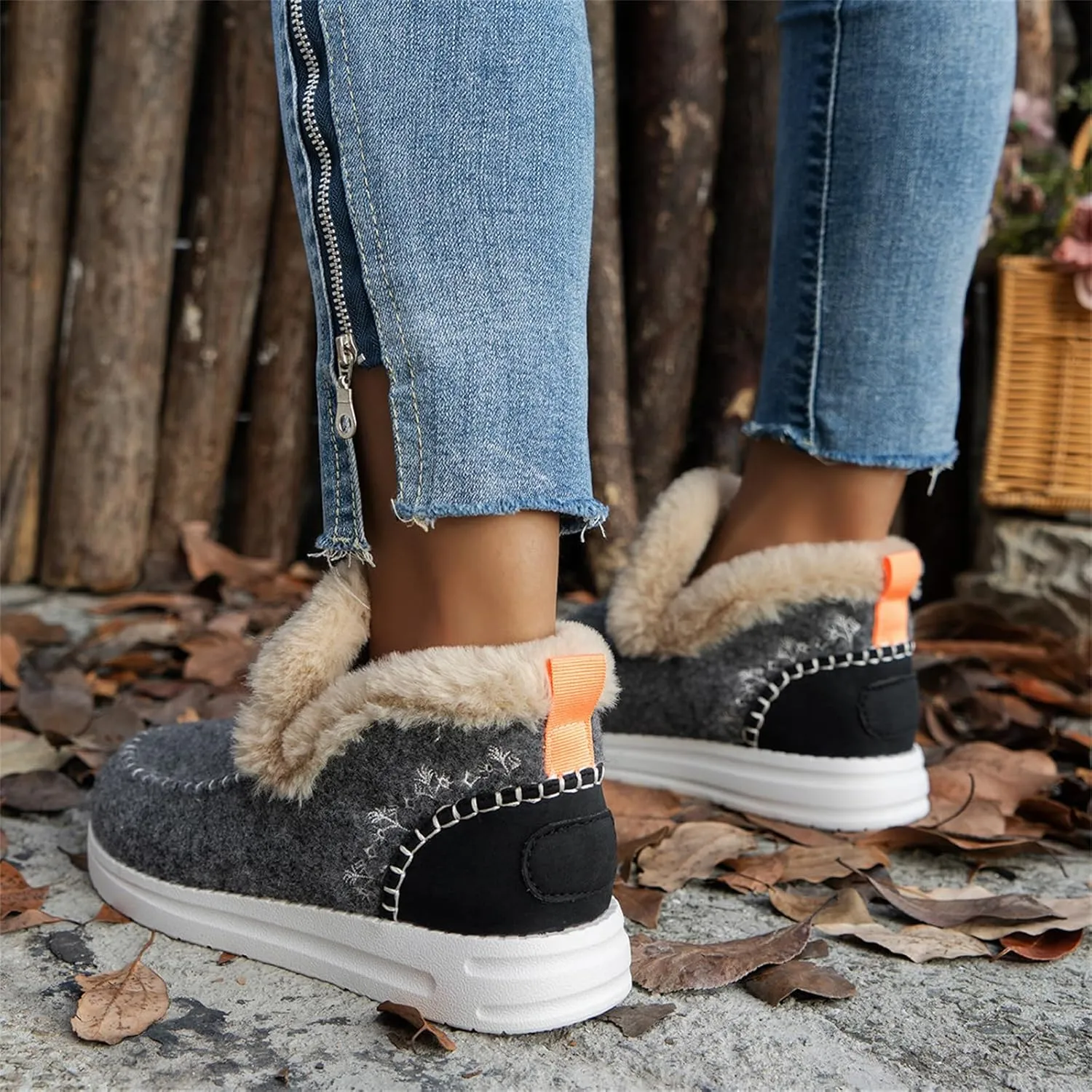 Ladmiple Winter Boots For Women 2024 Fashion Snow Boots Slip on Warm Comfortable Fur Lined Ankle Booties Loafers Shoes
