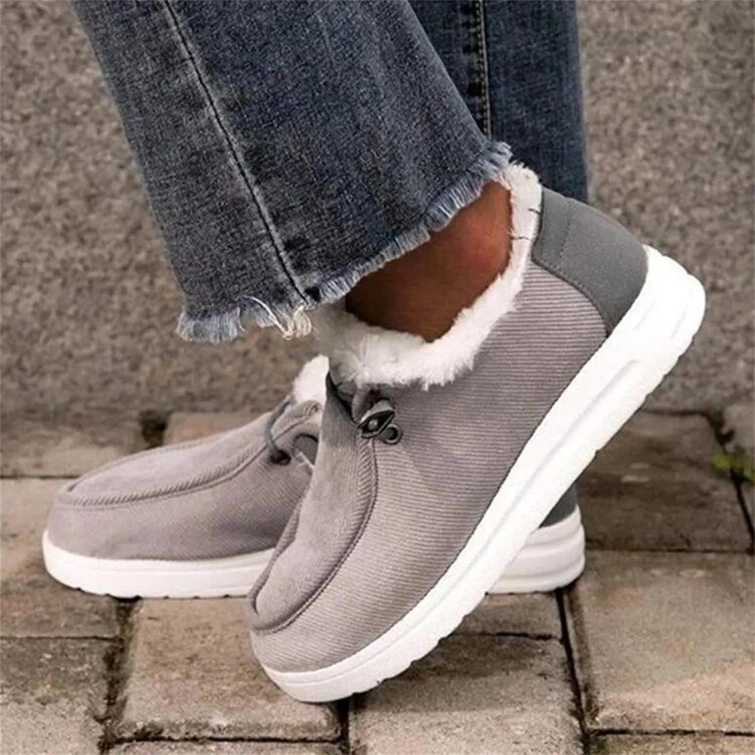 Ladmiple Winter Boots For Women Warm Fur Lined Snow Ankle Boots Outdoor Short Booties Fashion Comfort Slip On Loafers Shoes