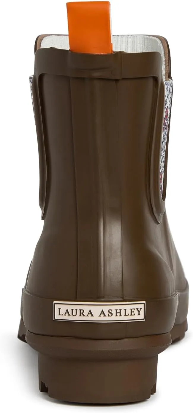 Laura Ashley Ladies ELASTIC Mid Cut Ankle Height Rubber Rain Boots