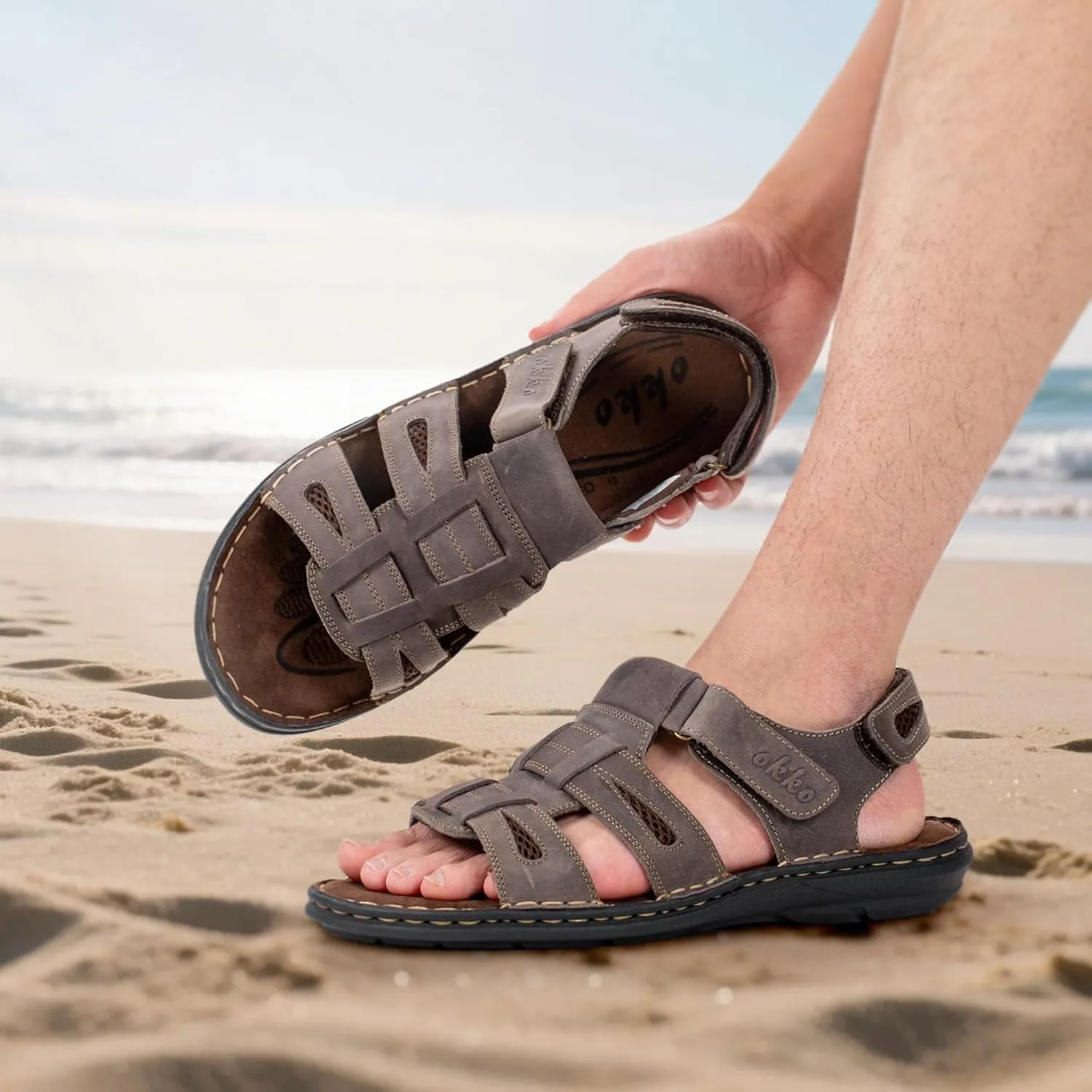 Mens Leather Sandals Athletic Fisherman Sandal Casual Summer Shoes for Men Outdoor