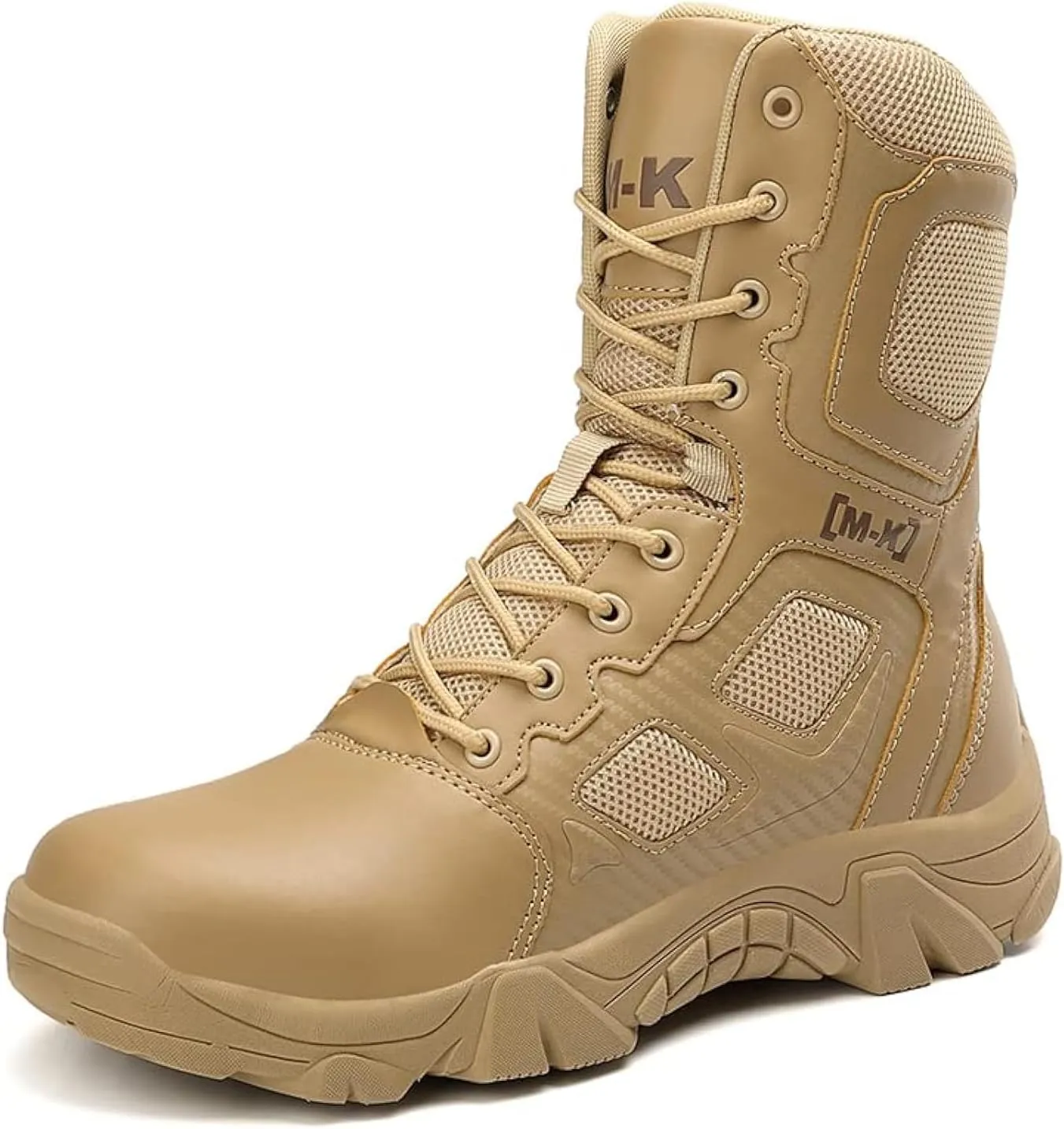 Men's Military Tactical Work Boots Side Zipper Leather Motorcycle Combat Boots Desert Combat Men Outdoor Boots for Hiking Climbing