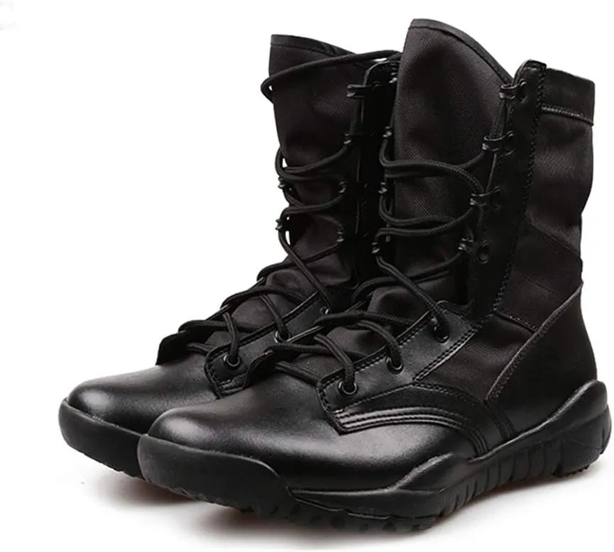 Men's Tactical Boots,High-Tops Desert Combat Boots Outdoor Climbing Hiking Military Shoes,Black-38/UK 5.5/US 6.5