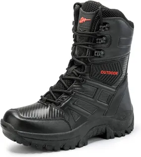 Men's Tactical Military Work Boots Side Zipper Lightweight Outdoor Motorcycle Boots Waterproof Combat Army Boots for Men
