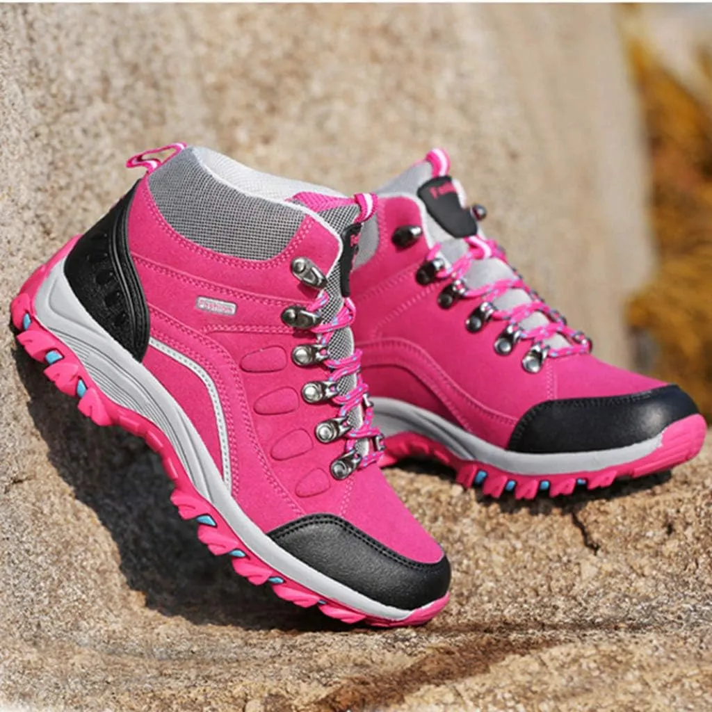 MIOKE Women's Casual Hiking Boots Running Trail Hiker Waterproof Non-Slip Outdoor High-top Climbing Shoes