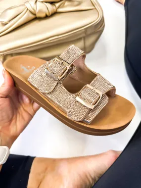 Presale: Corky's Rose Gold Rhinestones Let's Be Real Sandals