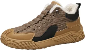 Snow Boots for Men Lace-up Snow Boots Plush Lined Winter Boots Shoes Non-slip Short Boots Lightweight Walking Shoes
