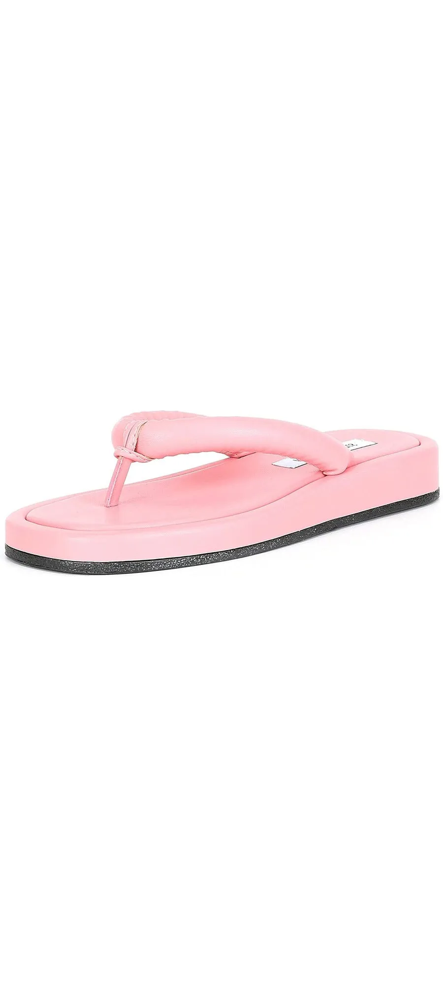 Steve Madden Fango Pink Leather Fashion Slip On Thong Platform Casual Sandals