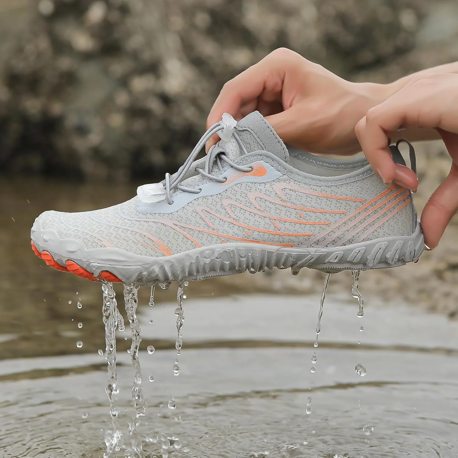 Summer Barefoot Shoes Women Comfortable Grounding Shoes with Copper Barefoot Shoe Quick Dry Breathable Non-Slip Athletic Footwear Soft Athletic Hiking Water Sports Sneaker