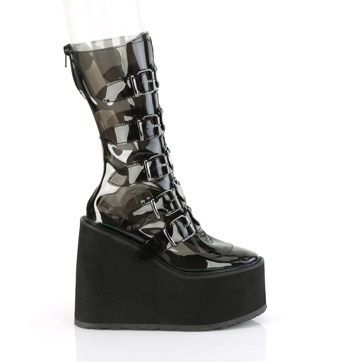 SWING-230C DemoniaCult Smoke Sexy Women's Mid-Calf & Knee High Boots (Alternative Footwear)