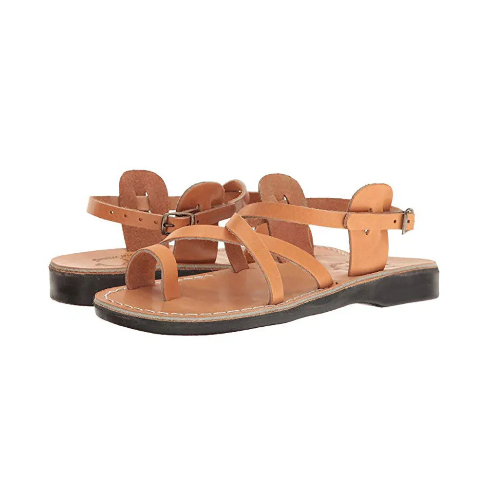 The Good Shepherd Buckle - Leather Toe Loop Sandal | Tan