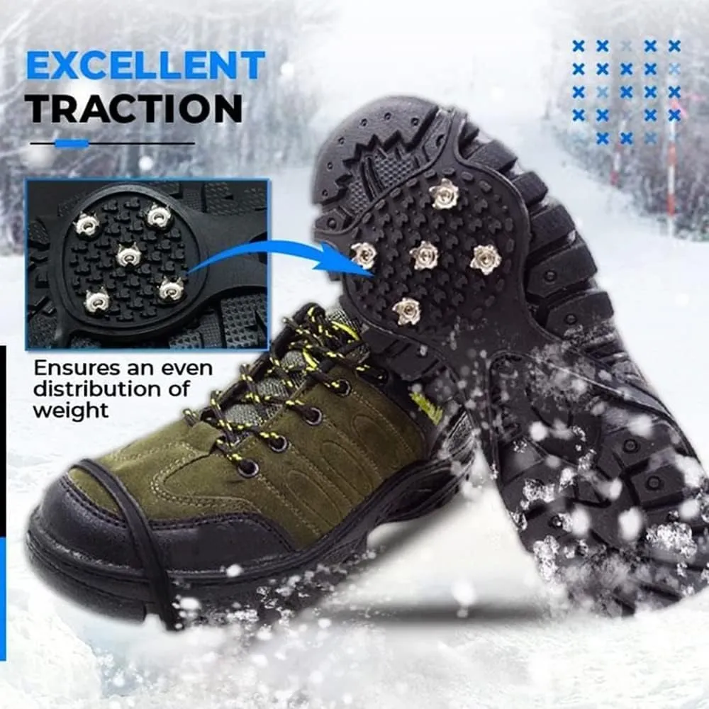 Universal Non-Slip Gripper Snow Grips, Durable Ice Traction Cleats for Shoes, Anti-Slip Silicone Gripper Spikes for Climbing, Walking, Hiking