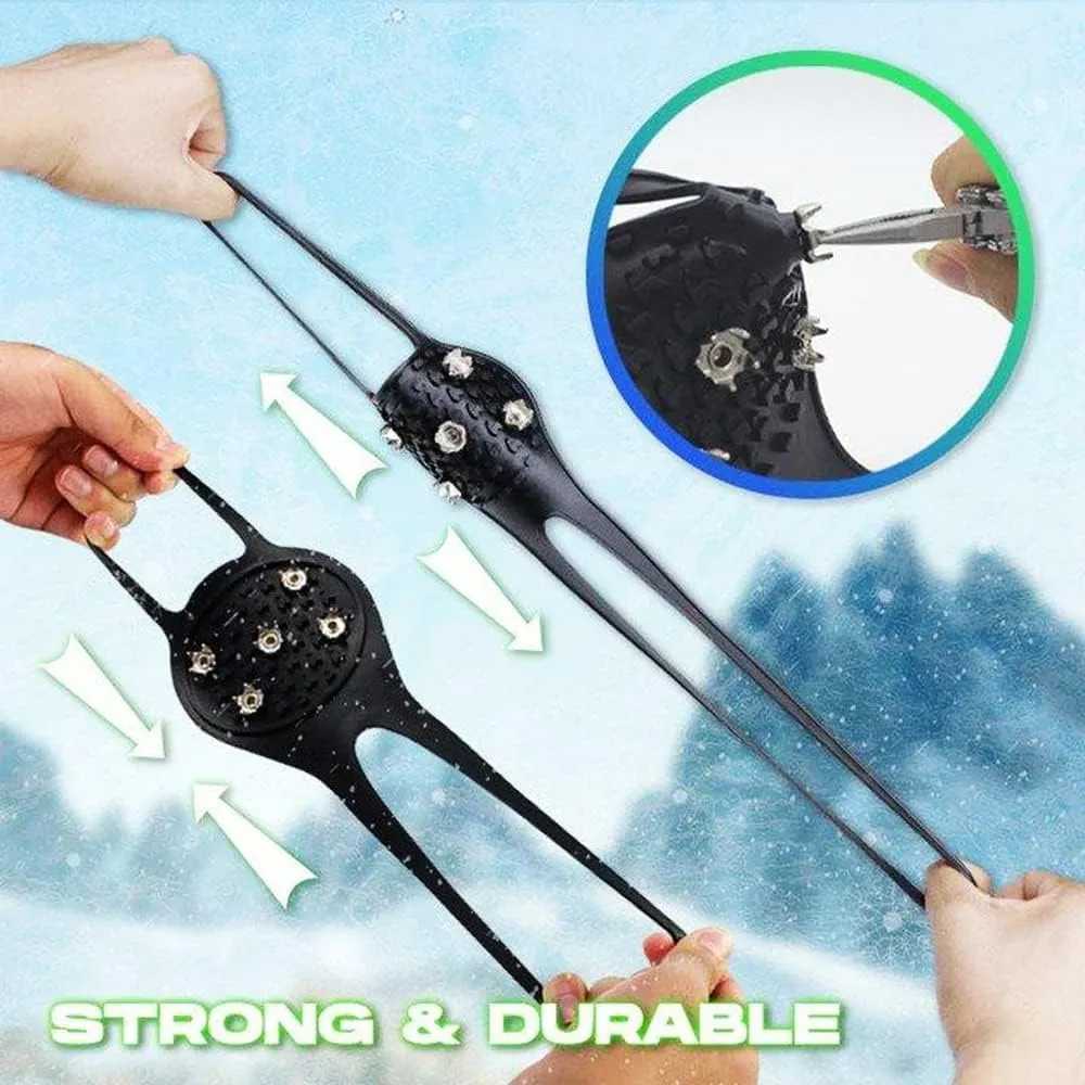Universal Non-Slip Gripper Snow Grips, Durable Ice Traction Cleats for Shoes, Anti-Slip Silicone Gripper Spikes for Climbing, Walking, Hiking