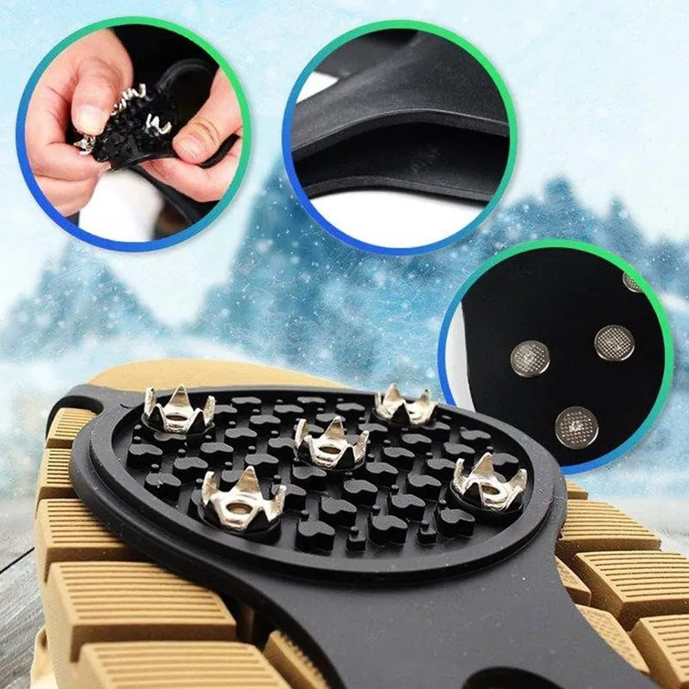 Universal Non-Slip Gripper Snow Grips, Durable Ice Traction Cleats for Shoes, Anti-Slip Silicone Gripper Spikes for Climbing, Walking, Hiking