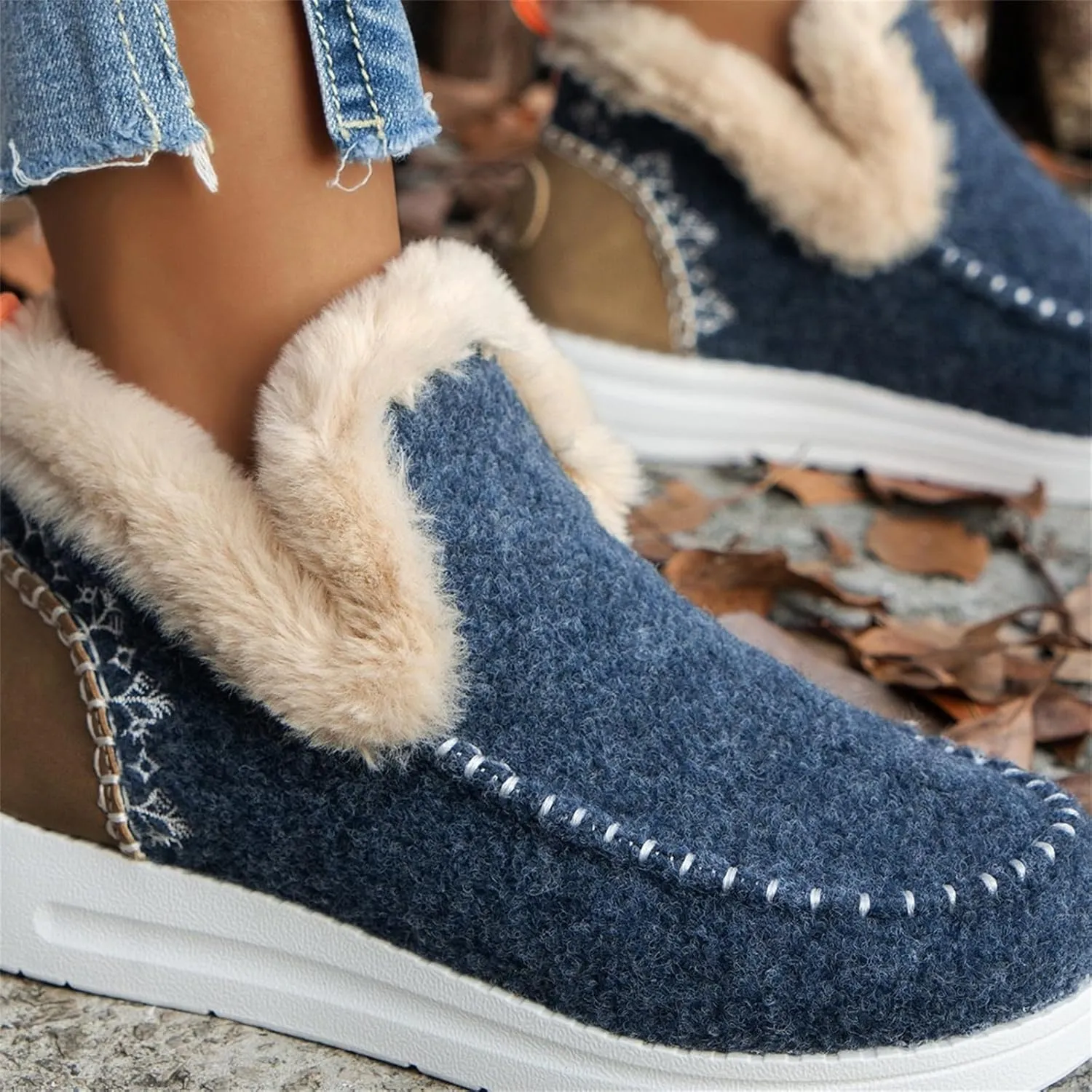 Winter Boots For Women 2024 Dressy Snow Boots Classic Faux Fur Lined Slip On Ankle Boots Fashion Warm Loafers Shoes