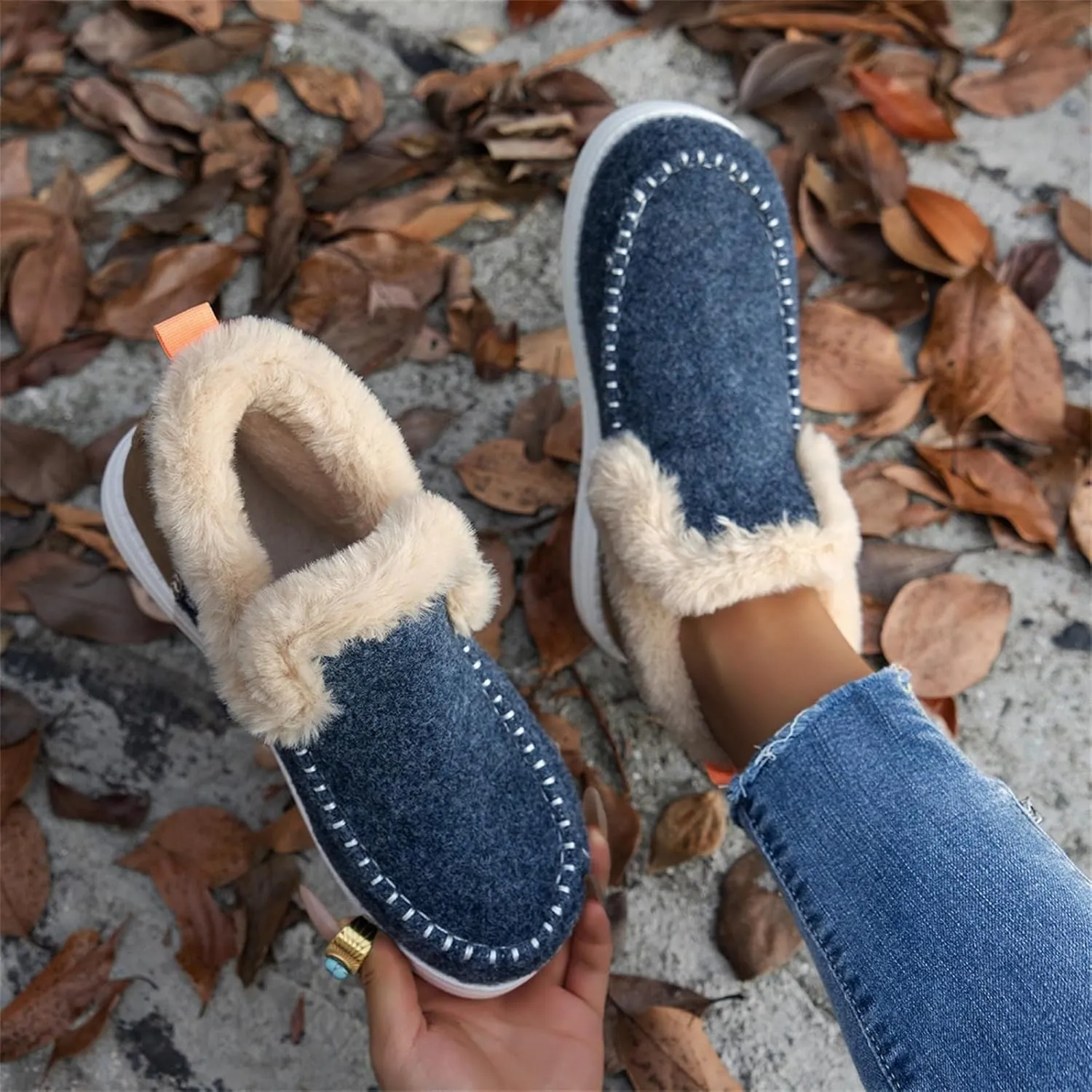 Winter Boots For Women 2024 Dressy Snow Boots Classic Faux Fur Lined Slip On Ankle Boots Fashion Warm Loafers Shoes