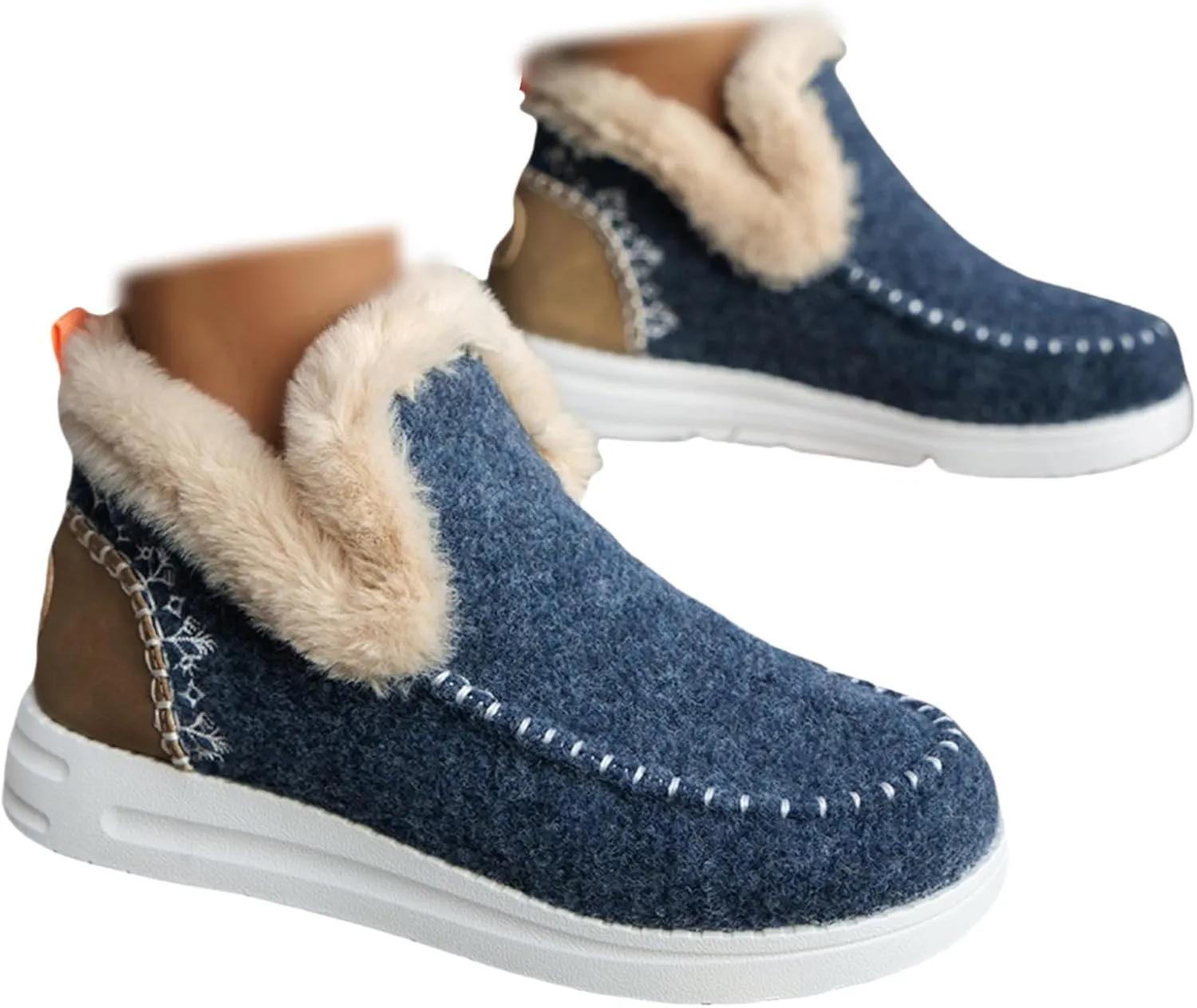 Winter Boots For Women 2024 Dressy Snow Boots Classic Faux Fur Lined Slip On Ankle Boots Fashion Warm Loafers Shoes